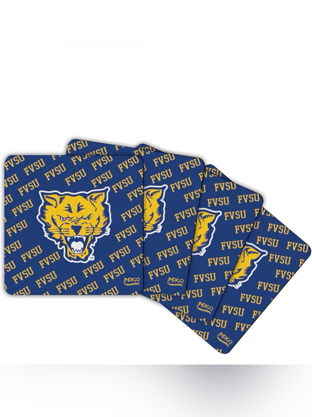 Fort Valley State Wildcats Four-Pack Square‎ Repeat Coaster Set FVSU HBCU